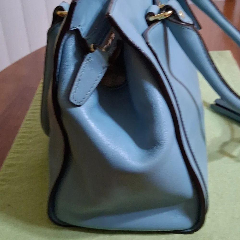 Coach Chelsea Carryall Elegant Robin Egg Blue Leather Satchel Bag - Picture 6 of 11